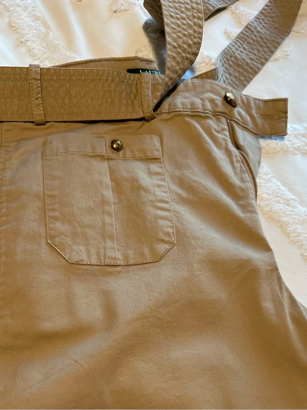Ralph Lauren Camel Tie-Waist Midi Pants